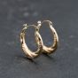Second Hand 9ct Yellow Gold 20mm Engraved Creole Earrings 41173763