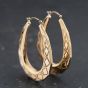 Second Hand 9ct Yellow Gold 41mm Patterned Creole Earrings 41173768
