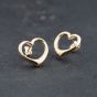 Second Hand 9ct Yellow Gold 15.8mm Openwork Heart Stud Earrings 41173787