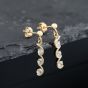 Second Hand 9ct Yellow Gold 24mm Cubic Zirconia Three Stone Stud Earrings 41173788