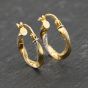 Second Hand 9ct Two Colour Gold 18mm Twisted Hoop Earrings 41173794