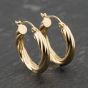 Second Hand 9ct Yellow Gold 22mm Twisted Hoop Earrings 41173797