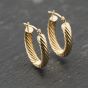 Second Hand 9ct Yellow Gold 17.8mm Twisted Hoop Earrings 41173800