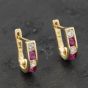 Second Hand 14ct Yellow Gold Synthetic Stone & Cubic Zirconia Oblong 8.7mm Hoop Earrings 41173810