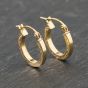 Second Hand 9ct Yellow Gold 14.8mm Patterned Hoop Earrings 41173814