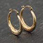Second Hand 9ct Yellow Gold 20mm Patterned Creole Earrings 41173815