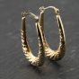 Second Hand 9ct Yellow Gold 30mm Patterned Creole Earrings 41173816