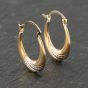 Second Hand Two Colour Gold 21mm Patterned Creole Earrings 41173837