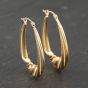 Second Hand 9ct Yellow Gold 34mm Patterned Creole Earrings 41173847