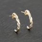 Second Hand Two Colour Gold 18mm Diamond Set Twist Half Hoop Earrings 41173855