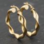 Second Hand 9ct Yellow Gold 28.2mm Twisted Hoop Earrings 41173873