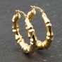 Second Hand 9ct Yellow Gold 30.9mm Bamboo Design Creole Earrings 41173887