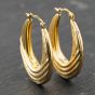 Second Hand 9ct Yellow Gold 27mm Patterned Creole Earrings 41173890