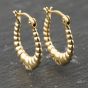 Second Hand 9ct Yellow Gold 18.9mm Patterned Creole Earrings 41173891