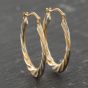 Second Hand 9ct Two Colour Gold 30mm Patterned Creole Earrings 41173892