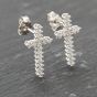 Second Hand 18ct White Gold 18.3mm Diamond Cross Stud Earrings 41173905