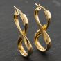 Second Hand 9ct Yellow Gold 34.5mm Figure Of Eight Creole Earrings 41173916