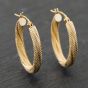 Second Hand Yellow Gold 20mm Oval Frosted Patten Creole Earrings 41173920