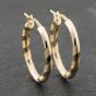 Second Hand 9ct Two Colour Gold 27mm Oval Plain & Patterned Creole Earrings 41173922