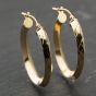 Second Hand Yellow Gold 29.4mm Oval Patterned Creole Earrings 41173926