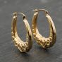 Second Hand 9ct Yellow Gold 23mm Oval Celtic Patterned Creole Earrings 41173929