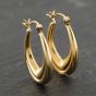 Second Hand Yellow Gold 25mm Patterned Creole Earrings 41173930