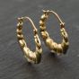 Second Hand Yellow Gold 20mm Oval Heart Patterned Creole Earrings 41173935