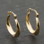 Second Hand Yellow Gold 19.6mm Faceted Pattern Creole Earrings 41173942