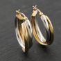 Second Hand 9ct Two Colour Gold 23.5mm Double Crossover Creole Earrings 41173944