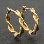 Second Hand 9ct Yellow Gold 20mm Twist Hoop Earrings 41173959