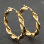 Second Hand 9ct Yellow Gold 25mm Twist Hoop Earrings 41173960
