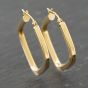 Second Hand 9ct Yellow Gold 31mm Square Shaped Plain Hoop Earrings 41173978