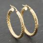 Second Hand Yellow Gold 31mm Patterned Hoop Earrings 41173981