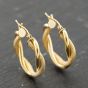 Second Hand 9ct Yellow Gold 22mm Twist Hoop Earrings 41173983