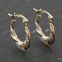 Second Hand 9ct Two Colour Gold 17mm Patterned Creole Earrings 41173984