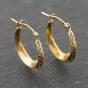 Second Hand Yellow Gold 23mm Patterned Creole Earrings 41173988