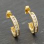 Second Hand 18ct Yellow Gold 14mm 0.33ct Diamond Channel Set Half Hoop Earrings 41173996