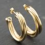 Second Hand 9ct Yellow Gold 33mm Twist Half Hoop Earrings 41173999