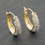 Second Hand 9ct Two Colour Gold 13mm 0.04ct Diamond Set Hoop Earrings 41174000