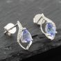 Second Hand White Gold Tanzanite & 0.09ct Diamond Pear Shaped 14mm Stud Earrings 41174002