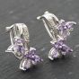 Second Hand 14ct White Gold Amethyst & 0.04ct Diamond Butterfly 21mm Stud Earrings 41174006