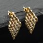 Second Hand 9ct Three Colour Gold 25mm Brick Link Dropper Earrings 41174010