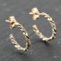 Second Hand 9ct Two Colour Gold 17mm Twist Half Hoop Earrings 41174011
