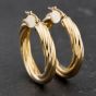 Second Hand 9ct Yellow Gold 28.5mm Twist Hoop Earrings 41174013
