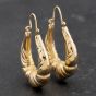 Second Hand Vintage Yellow Gold 34mm Embossed Creole Earrings 41174016