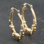 Second Hand 9ct Yellow Gold 31mm Heart And Scroll Creole Earrings 41174024