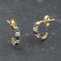 Second Hand 9ct Two Colour Gold Sapphire & Diamond Hook Shaped 13mm Dropper Earrings 41174030