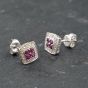 Second Hand White Gold Ruby & Diamond Cushion Shaped Cluster 8.5mm Stud Earrings 41174031
