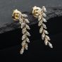 Second Hand 9ct Yellow Gold 23mm Cubic Zirconia Leaf Set Stud Earrings 41174038