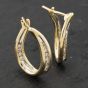 Second Hand 9ct Two Colour Gold 18mm 0.25ct Diamond Set Hoop Earrings 41174041